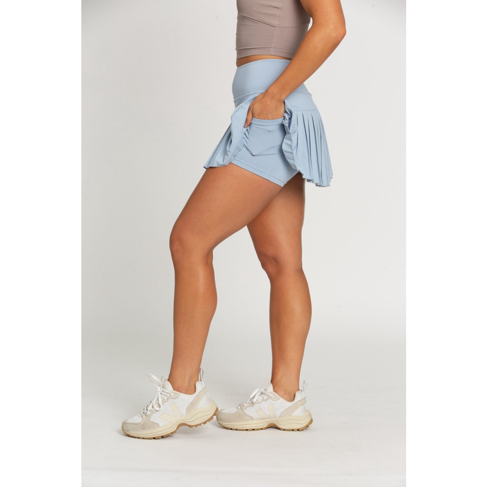 Gold Hinge Pale Blue Pleated Tennis Skirt
